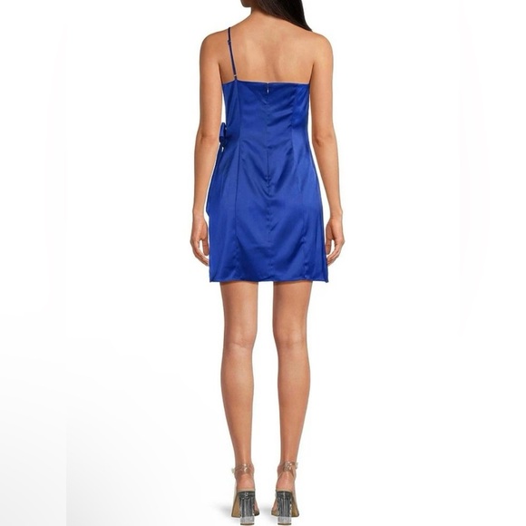 Gianni Bini Tie Waist One Shoulder Sleeveless Blue Spaghetti Strap Dress - Picture 3 of 5